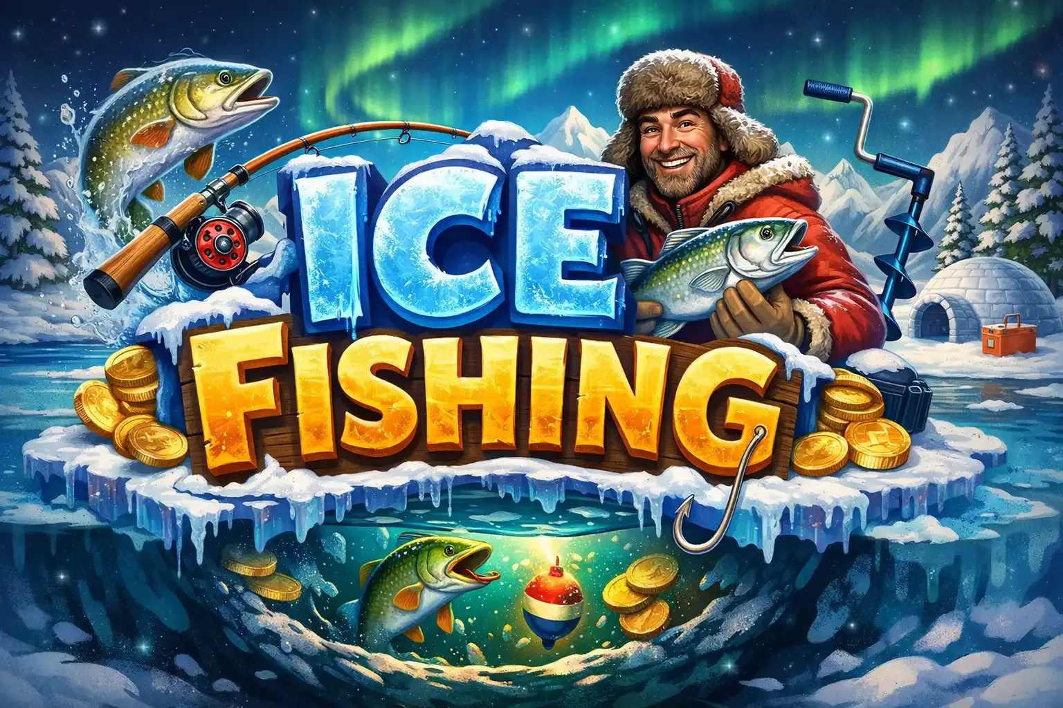 Seasonal free spins on Ice Fishing